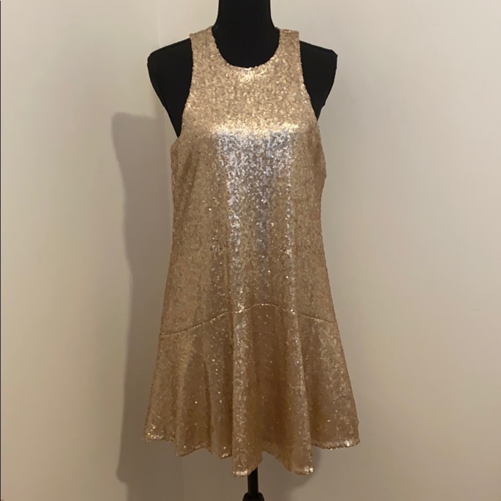 Matte Sequin keyhole party dress - mini
